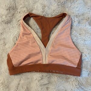 Aerie Pink and Brown Perforated Sports Bra